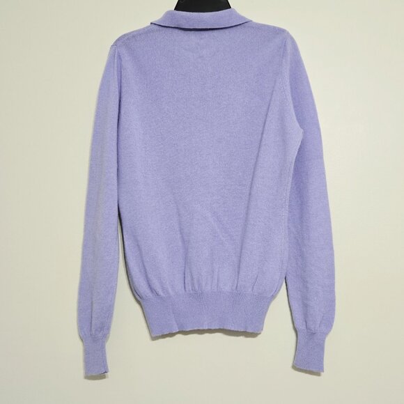 Woolovers Cashmere and Merino Knitted Polo Shirt Soft Lilac S - Picture 3 of 11